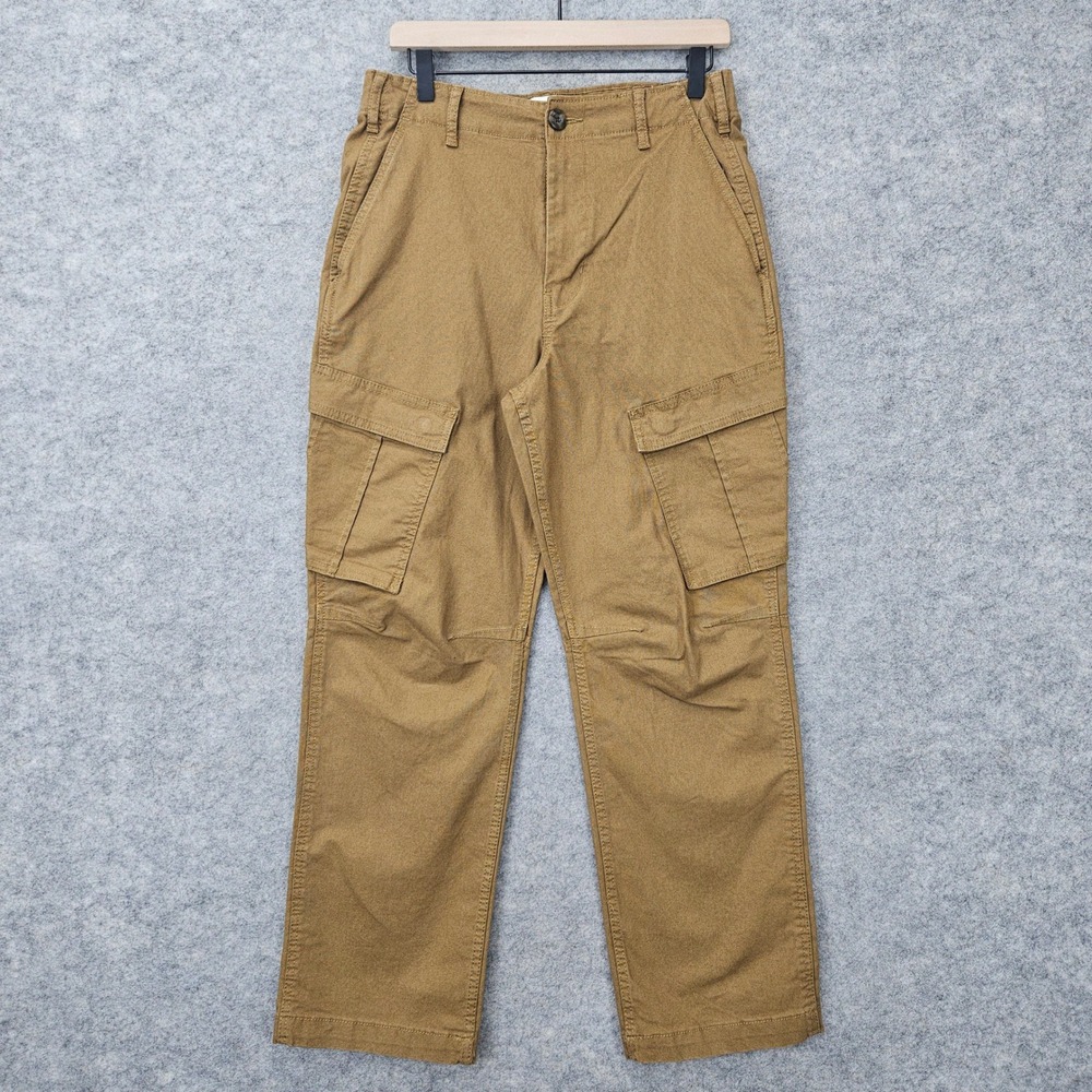 NEW Mutual Weave Cargo Pants Men's Brown Small Relaxed Straight Pull-On Utility